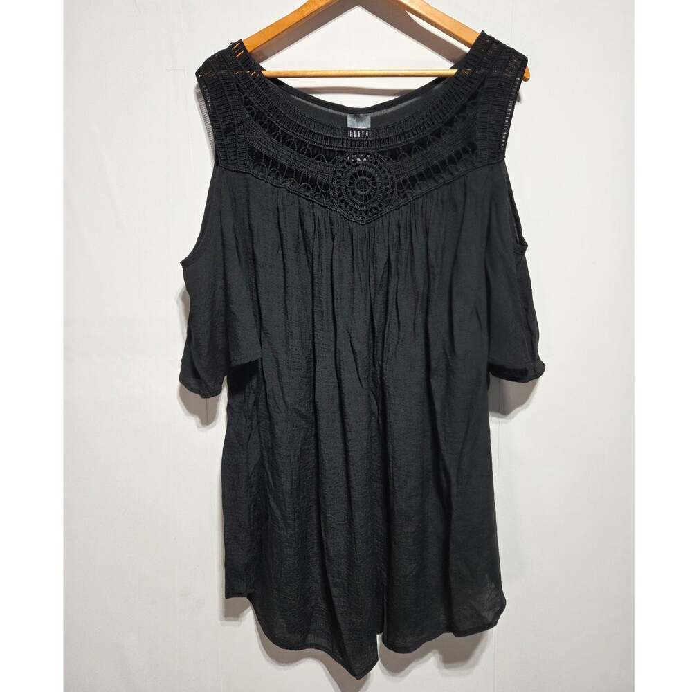 Catalina Black Crochet Cold Shoulder Swim Cover up Size 3XL Resort Wear Vacation